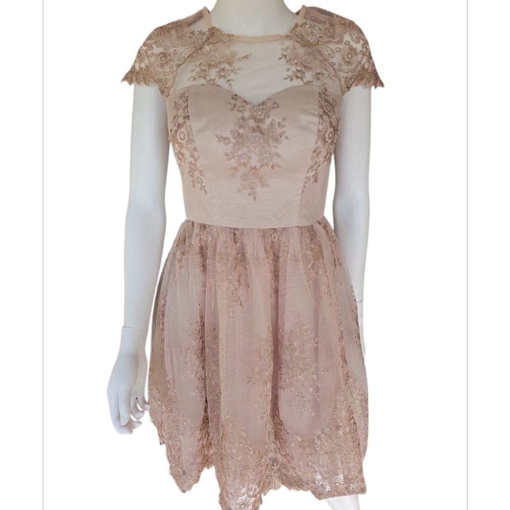 Chi Chi London Pink Pleated Fit and Flare Mini Dress